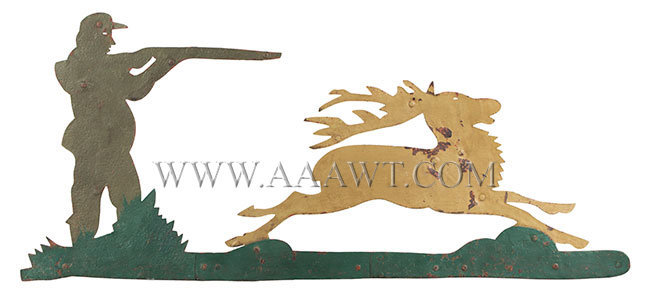 Antique Weathervane, Hunter and Deer Silhouette, facing right view